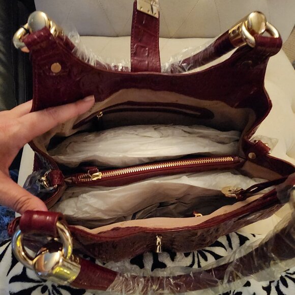 NWT Brahmin Elisa Chianti Melbourne Croc Embossed Leather - Burgundy - Picture 2 of 4